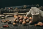 close up chestnuts in bag